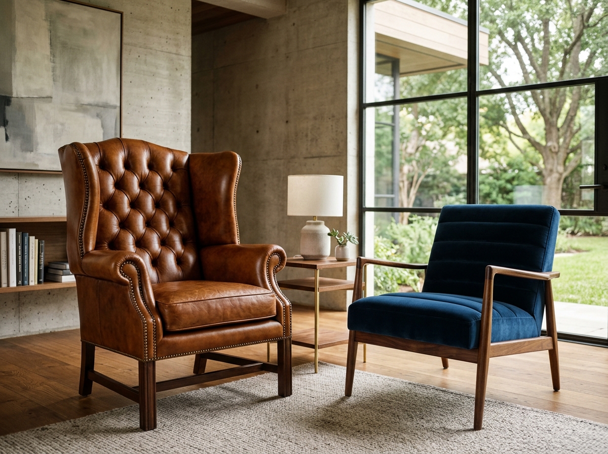 Restored luxury leather wingback and ergonomic office chairs